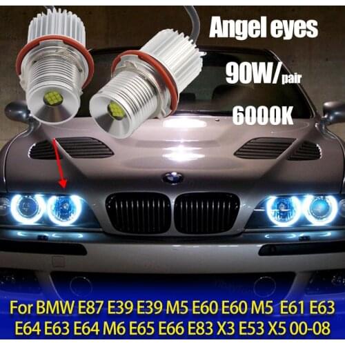 2pcs Bright Lamp 6000K 120W LED Angel Eyes Marker Lights Bulbs for BMW E87 E39 M5 E60 E61 E63 E64 M6 E65 E66 E83 X3 E53 X5 00-08