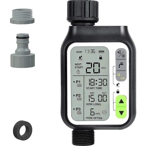 New Sprinkler Timer Water Timer with 3 Separate Watering Programs Hose Timer with Rain Sensor Auto & Manual Watering Mode