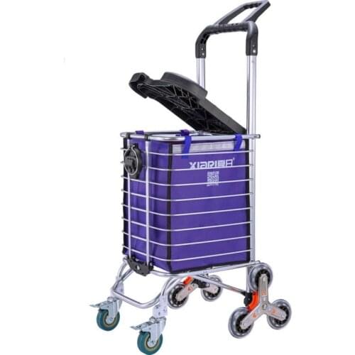 Shopping Cart Small Cart Shopping Cart Climbing Stairs Folding Pull Cart Can Push Can Sit Elderly Travel Cart