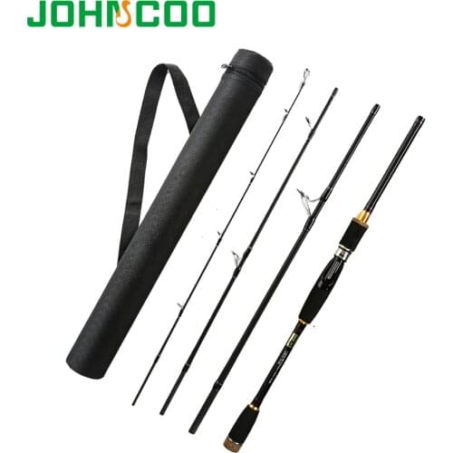 JOHNCOO Carbon Fishing Rod 2.1m 2.4m 2..7m 3.0m 4 Sections Travel Rod vara de pesca Spinning Casting Rod Packing Tube Feeder