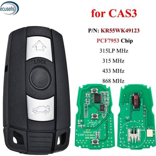 3 Button Smart Remote Key for BMW 1 3 5 6 Series X1 X5 X6 Z4 315/434/868/315LP MHZ CAS3 System With PCF7953 Chip KR55WK49127