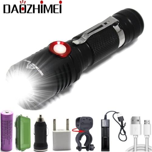 Single Switch Mode ON/OFF XM-L2 High Quality Led Flashlight USB Rechargeable 18650 Battery Waterproof camping Torch Lantern 10W