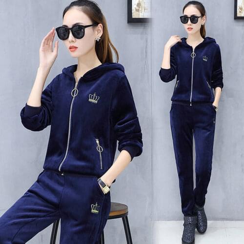 Womens cotton fleece jogging sweat suits Plain Fleece Tracksuit Sport Solid Color Track Suit For Women