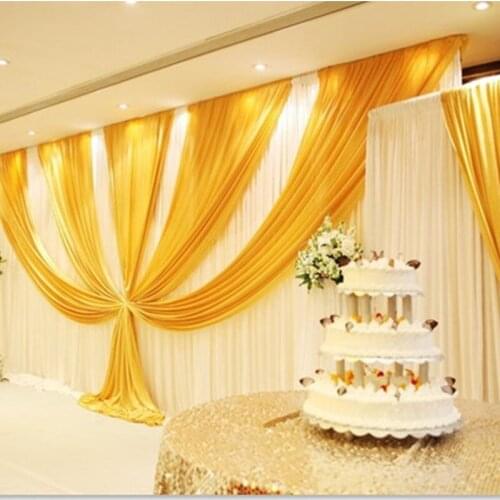 Golden wedding stage curtain wedding backdrop wedding props stage backdrop finished product customize drapery 20ft*10ft