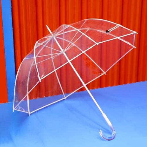 Long Handle Japanese Style Artistic Arch Transparent Umbrella Wind-Resistant Reinforcement