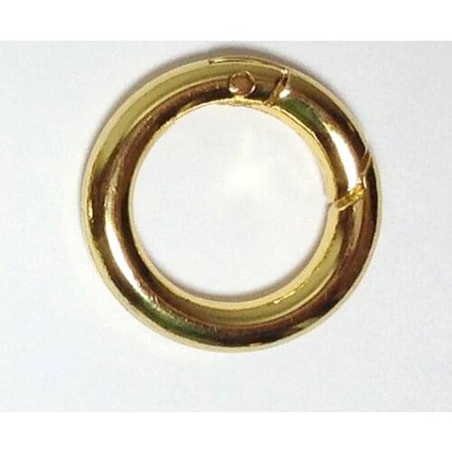 100 Gold Plated Gate Spring O-Ring 1/4" (12.5mm) Round Push Snap Hooks for Purses