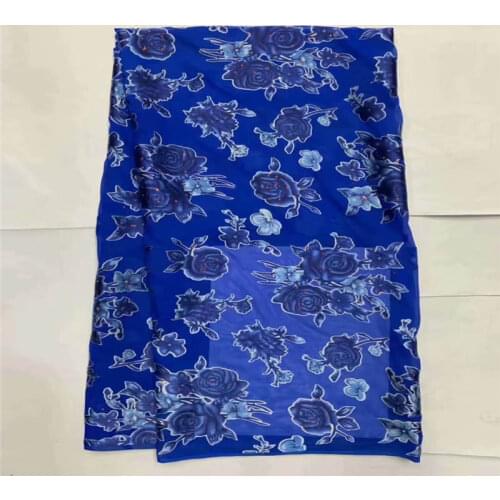 2020 Fashion High Quality Silk Printed Chiffon Fabric 5 Yards For Garment Neat Embroidery Silk Fabric On The Material! LXF9937
