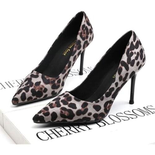 2021 Sexy Women Pumps Spring/Autumn High Heels Pointed Toe Leopard Female Wedding Shoes Sexy High Heel Shoes for Women Pumps
