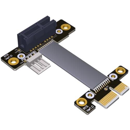 3.0 x1 to x16 Riser PCIe Graphics Card Right Angle Extension Cable 25cm R11SR PCI-Express Gen3 with Power Wire for Mining