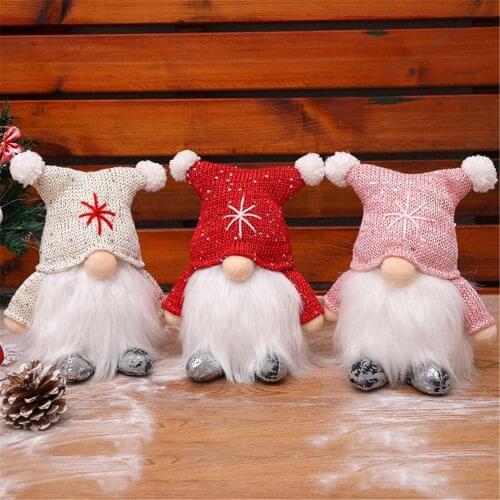 3pcs Gnome Santa Christmas Faceless Doll Feather Wing Rudolph Doll Decor For Home Cristmas Ornament Xmas Navidad Natal New Year