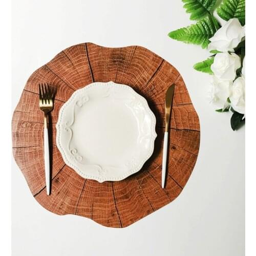 38*38cm Wood Grain Placemat Tea Cup Mat Coffee Mug Nordic Style Table Bowl Disc Mats Pad for Home Table Decoration
