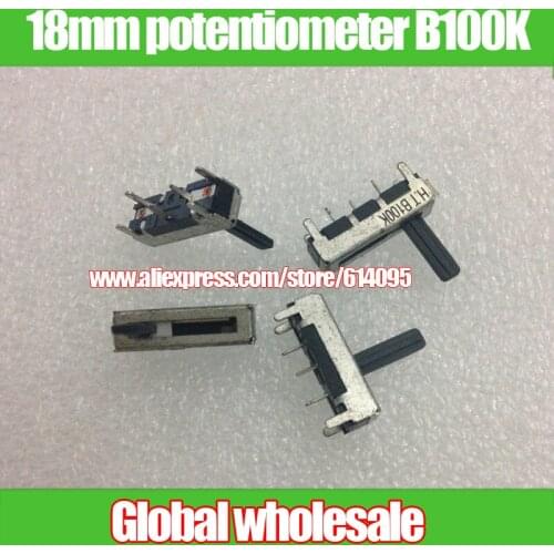 4pcs HT 18mm small straight sliding potentiometer B100K / single fader handle length 10MM