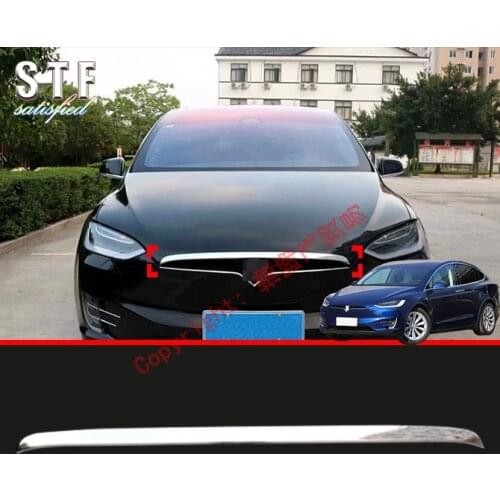 ABS Chrome Front Hood Bonnet Grill Grille Around Trim Molding For Tesla Model X 2018 2019