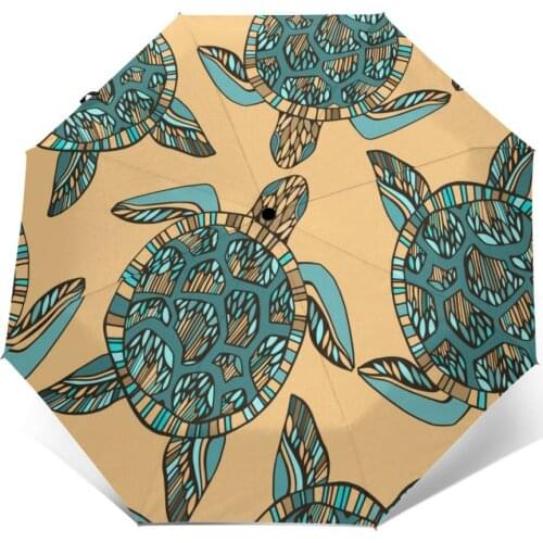 Automatic Umbrella Sea Turtles Cartoon three-fold umbrella women men rain umbrella