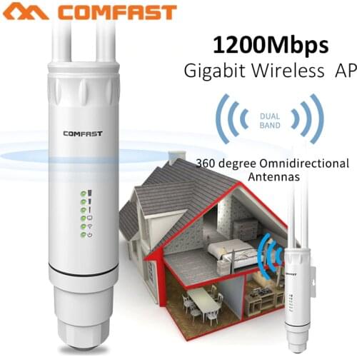 Comfast High Power AC1200 Outdoor Wireless Wifi Repeater AP/WIFI Router 1200Mbps Dual Dand 2.4G+5Ghz Long Range Extender PoE AP