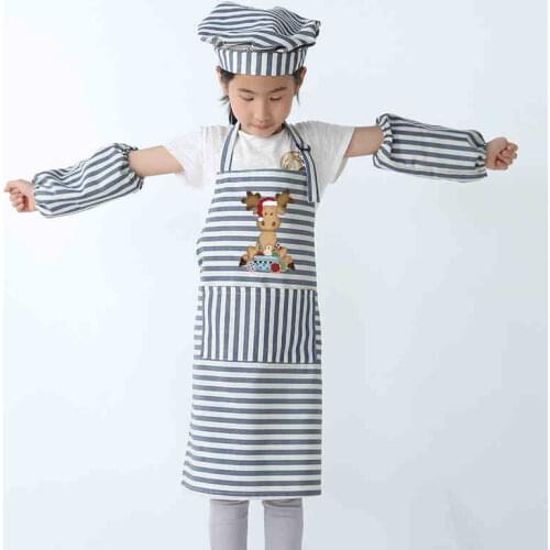 Kindergarten children cotton and linen cartoon parent-child apron painting clothes baking Christmas activity clothes