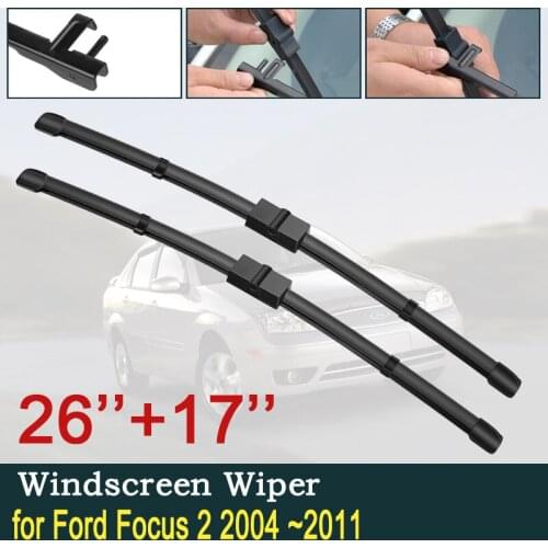 For Ford Focus 2 MK2 MK2.5 2004~2011 Windscreen Windshield Wipers Car Accessories Car Wiper Blade Stickers 2005 2006 20007 2008