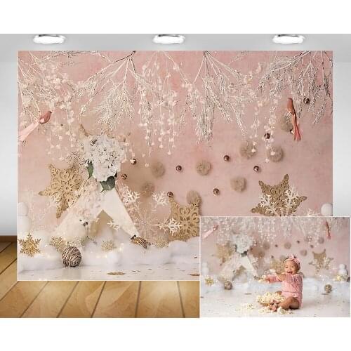 Winter Snowflake Children Portrait Photography Background Christmas Newborn Bithday Party Backdrop Decoration Photo Shoot