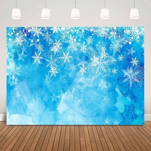 Winter Snowflake Photography Background Christmas Portrait Backdrop Snow Stars Blue Abstract Texture Photo Shoot Decor Props