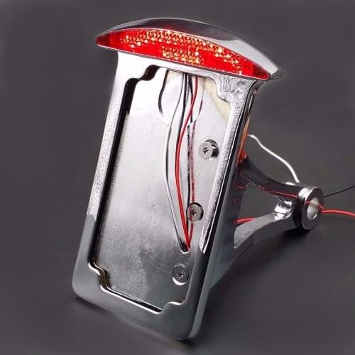 Chrome Side Axle License Plate Bracket Bullet Tail Light For Harley Chopper Cruiser