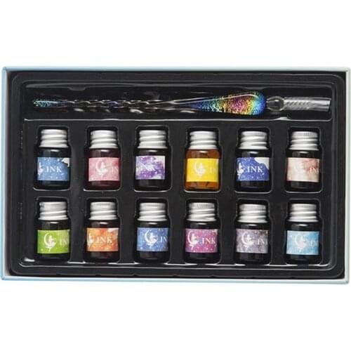 Crystal Starry Sky Glass Ink Pen Glass Dip Pen For Writing Fountain Pen Set Gift