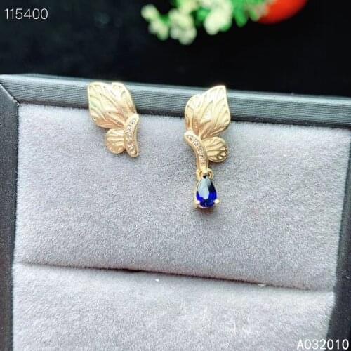 KJJEAXCMY Fine Jewelry 925 sterling silver inlaid natural sapphire female earrings Ear studs classic Asymmetry support test