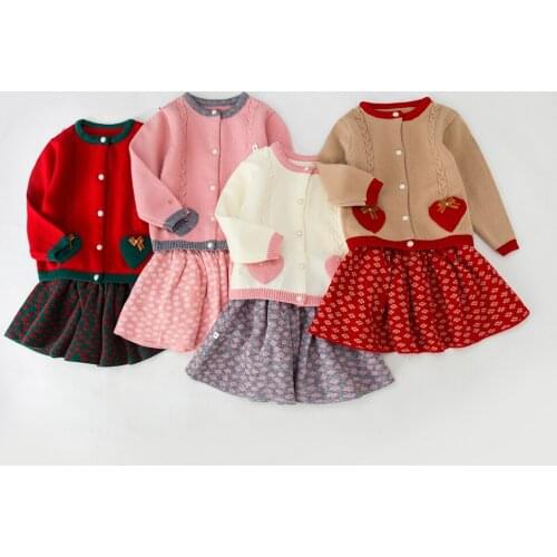 LZH Children Sweater Sets 2021 Autumn Winter Clothing For Kids 1-5 Year Baby Girls Suit Sweet Outfit For Babies Knitting Costume