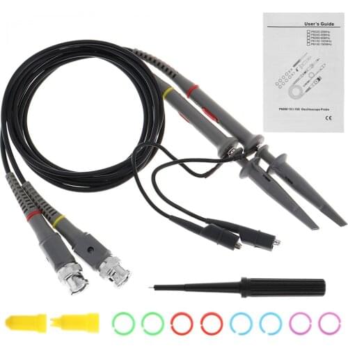2pcs P6060 Oscilloscope Probe Kit 60MHz/200-600V Scope Clip Test Probe Cable 1X/10X Switchable for Electronic Measure Instrument