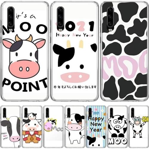 Cow High Quality Classic Happy New Year Phone Case for Huawei P30 P40 P20 P10 Mate 20 10 30 Lite Pro P Smart Z Plus + Art Shell