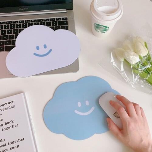 Korean Ins Cute Cloud Smiling Face Mouse Pad Simple Style Girl Desk Mini Mat PVC Waterproof Anti Slip Kawaii Insulation Pad