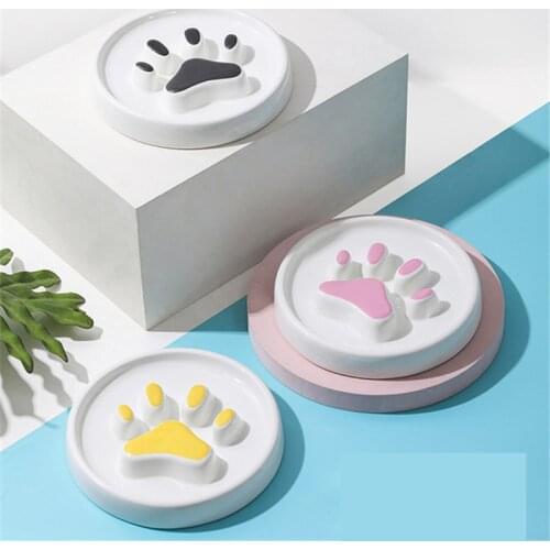 Cute Ceramic Pet Dog Feeding Food Bowls Paw Print Puppy Slow Down Eating Feeder Dish Bowl Prevent Obesity Pet Dogs Supplies