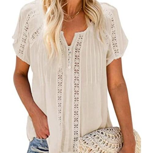 Summer Fashion Elegant Women V-neck T-shirts Female Top Tee Ladies Short-sleeved Casual Comfortable Shirt Plus Size White Tops