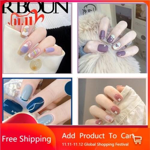 Fake Nails with Glue Art Tips Press on Tipsy Kiss False Nail Full Cover Designs Box Artificial Set Display Clear Stick Coffin