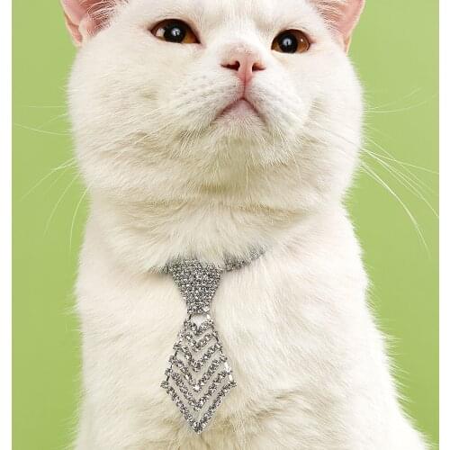 Fancy cute rhinestone tie pet cat and dog collar necklace jewelry suitable for small dogs, cats, pets, female puppy, Chihuahua