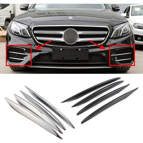 For Mercedes Benz E Class W213 AMG 2016-2019 Carbon Fiber Color Exterior Part Modify Front Fog Light Foglight Grille Frame Trim