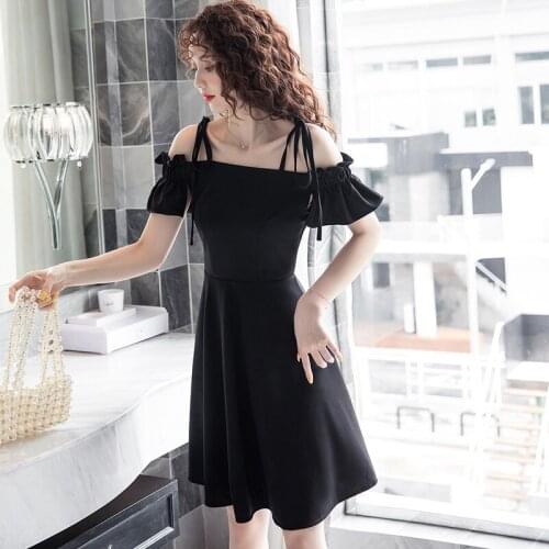 2021 Fashion Women casual high waist A line Midi Strap Dress Ladies Summer Holiday Party Sundress Female summer Black dress