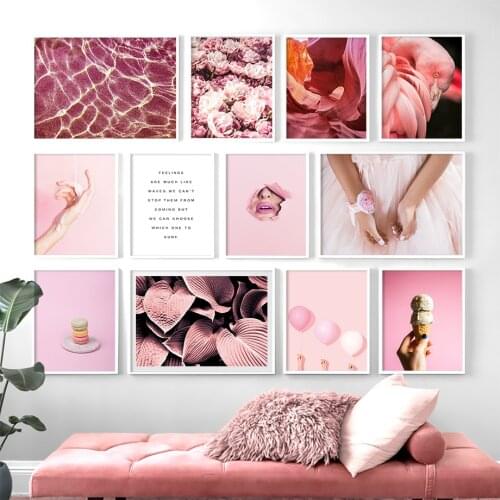 Pink Rose Balloon Flamingo Ice Cream Lips Wall Art Canvas Painting Nordic Posters And Prints Wall Pictures For Living Room Decor