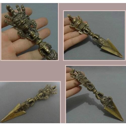 [old craft ] Tibet Bronze Buddhism Mahakala Buddha Head Statue Protect Vajra Talismans (A0314)