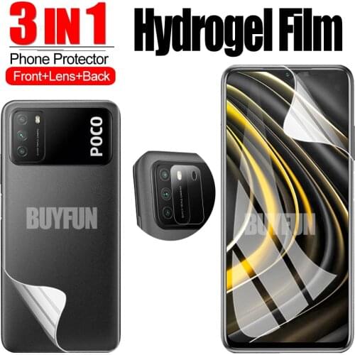 Camera Glass 3-in-1 For Xiaomi Poco M3 Hydrogel Film Screen Protector Protective Film For Xiaomi poco x3 nfc screen Lens film