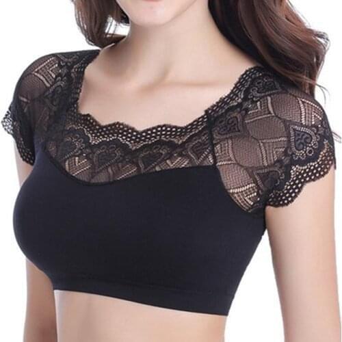 Fashion Sexy Lingerie Intimates Women Tank Crop Top Seamless Underwear Female Crop Tops Lace Trim With Removable Padded Camisole