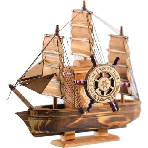 Vintage Marine Nautical Wooden Sailing Boat Ship Wood Crafts Ornaments Party Home Room Decoration