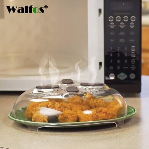 Walfos Magnet Food Splatter Guard Microwave Hover Anti-Sputtering Cover With Steam Vents Magnetic Splatter Lid Heat Resistant