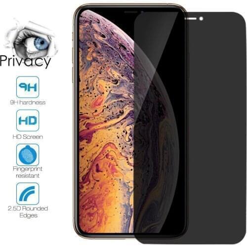 50Pcs/Lot Anti Spy Tempered Glass For iPhone 11 12 Pro max X XS MAX XR Full Cover Private Screen Protector 6 7 8 Privacy Glass