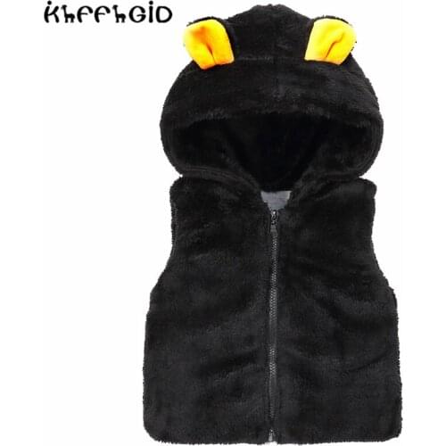 2021 new boys' and girls' Plush thickened Hooded Vest baby fleece zipper vest versatile casual outerwear jacket baby clothes