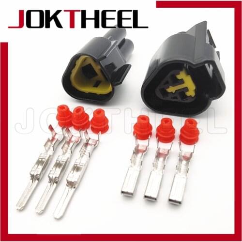 1/5/10/20/30 sets Furukawa 3 Pin way black male electric waterproof auto wire connector ignition coil plug FW-C-3M-B