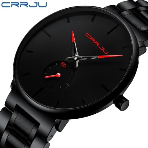 2021 Sports Wristwatch For Man CRRJU Top Brand Stainless Steel Waterproof Clocks Men Watch Military Quartz WristWatch