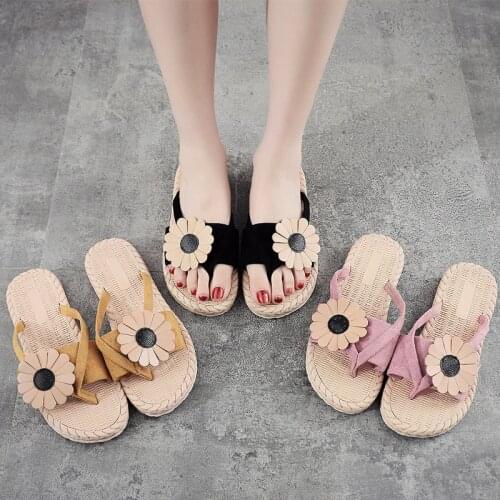 2021 hemp rope-like travel hemp-soled womens sandals Han Chao wears rubber-soled beach flat-heeled womens slippers
