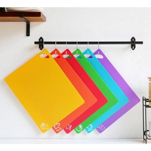 6Pcs Thickening Cutting Board Flexible Pp Non Slip Chopping Block Portable Cutting Mats with Food Icons Non-Stick Kitchen Tools