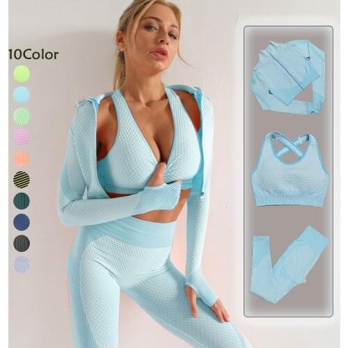 Seamless Women Yoga Set Gym Clothing LongSleeve Crop Top High Waist Leggings Workout Sportswear Fitness Sport Suit Yoga Clothing