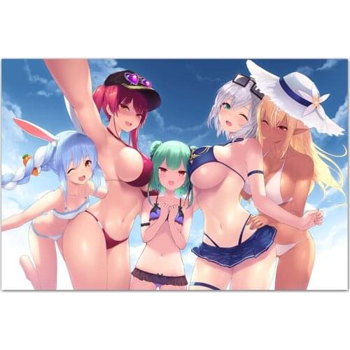 Bikini Girls Anime Art Canvas Painting Posters And Prints Wall Pictures For Living Room Decor